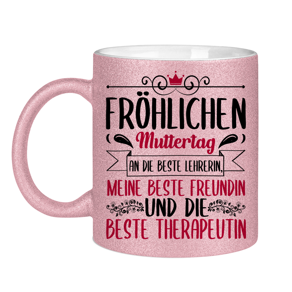 Fröhlichen Muttertag an die beste Mutter - Glitzertasse