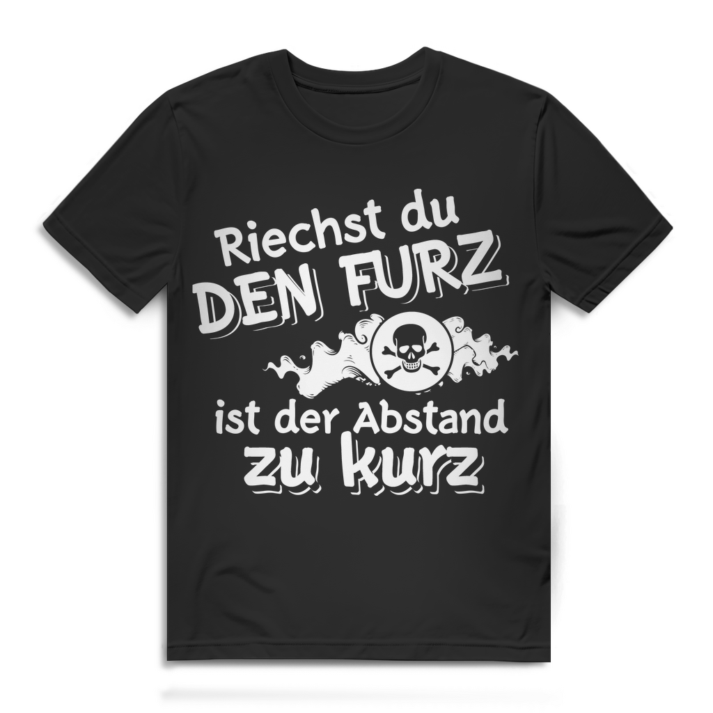 Furz Shirt Männer Funshirt Abstand zu kurz Spruch T Shirt Gag Geschenk Herren Black