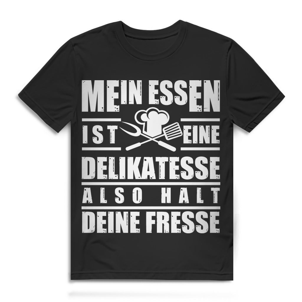 Kochen Shirt Männer Küche Delikatesse T-Shirt Koch Humor Geschenk Bio Baumwolle Black