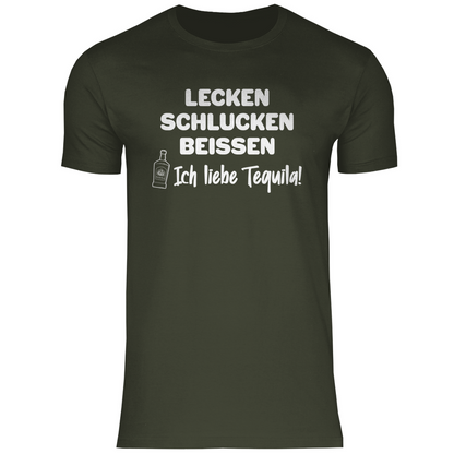 Lecken Schlucken Beissen ich liebe Tequila - Herren Shirt Urban Khaki