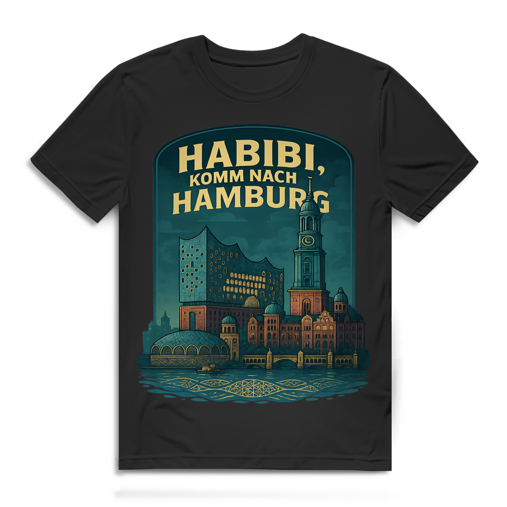 Habibi komm nach Hamburg - Herren Premium Bio T-Shirt Black
