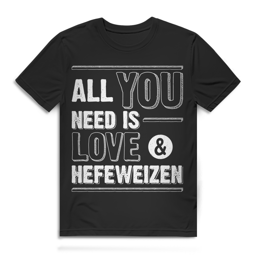 Herren Bio T-Shirt All You Need Is Love &amp; Hefeweizen Spruch Bier Geschenk Party Black