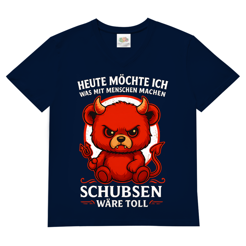 Heute möchte ich was mit Menschen machen Schubsen wäre toll Herren V-Neck T-Shirt Navy