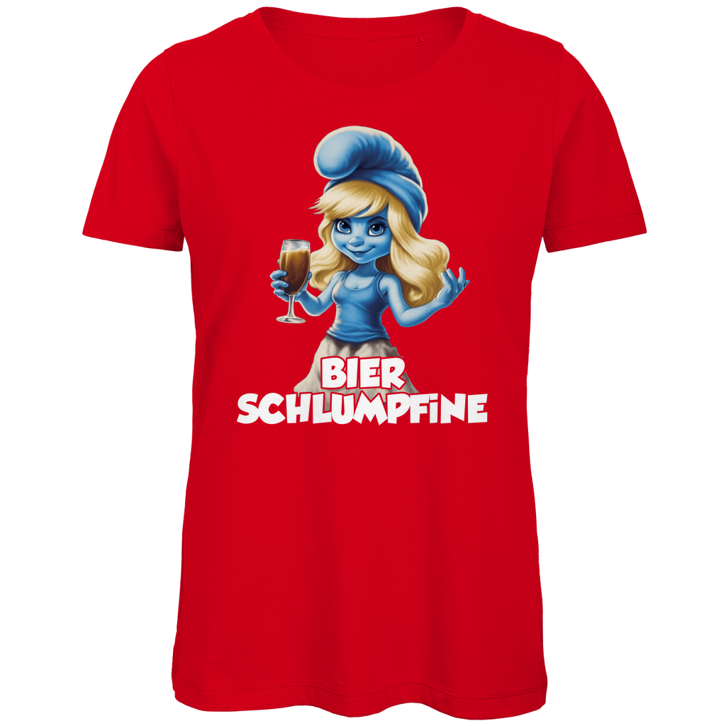 Bier Schlumpfine Grafik - Damen Premium Bio T-Shirt Red
