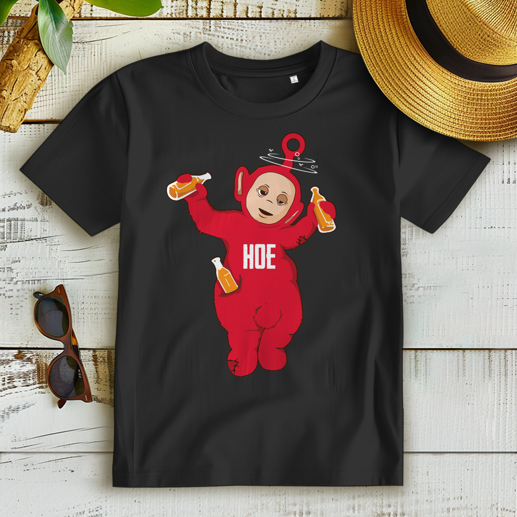 Teletubbie Po Damen T-Shirt – Hoe Suff Design für Party, Club &amp; Festival Black