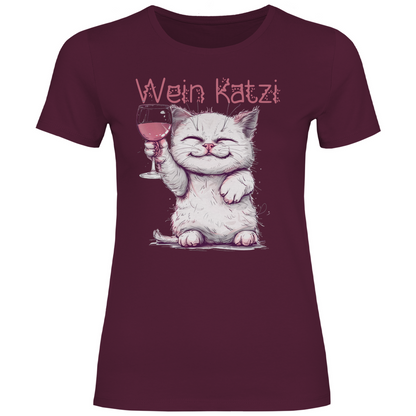 Wein Katzi Katze - Damenshirt Burgundy