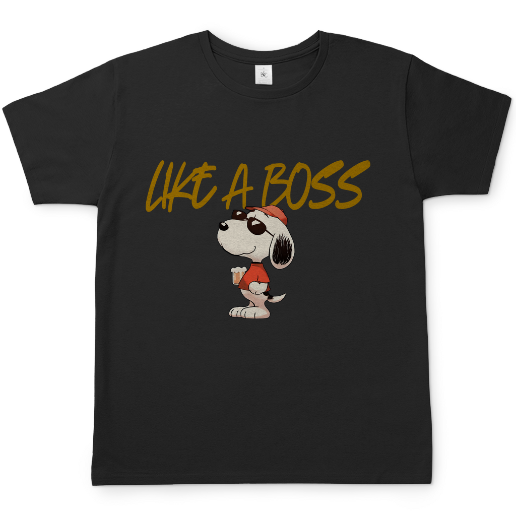 Peanuts Snoopy mit Bier Like a Boss - Herren Shirt Black