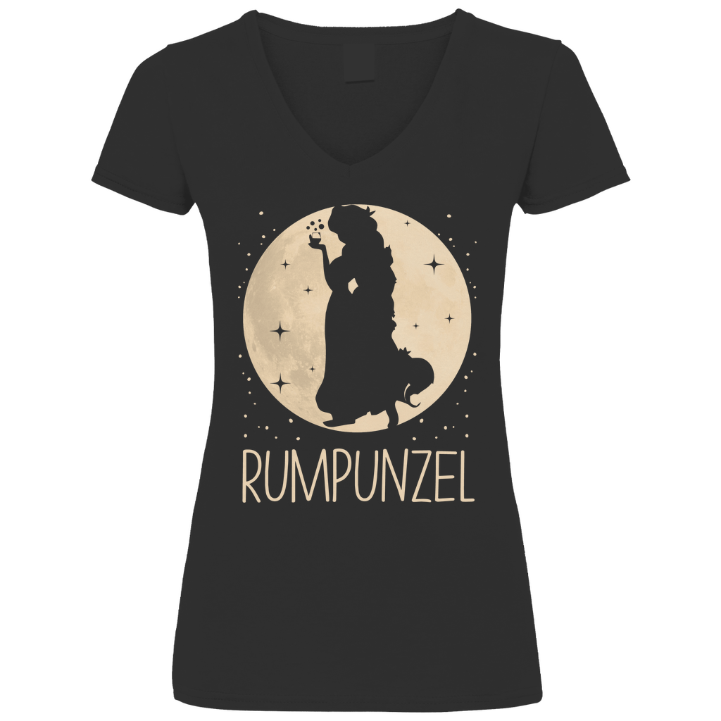 Mond Prinzessin - Rumpunzel - V-Neck Damenshirt