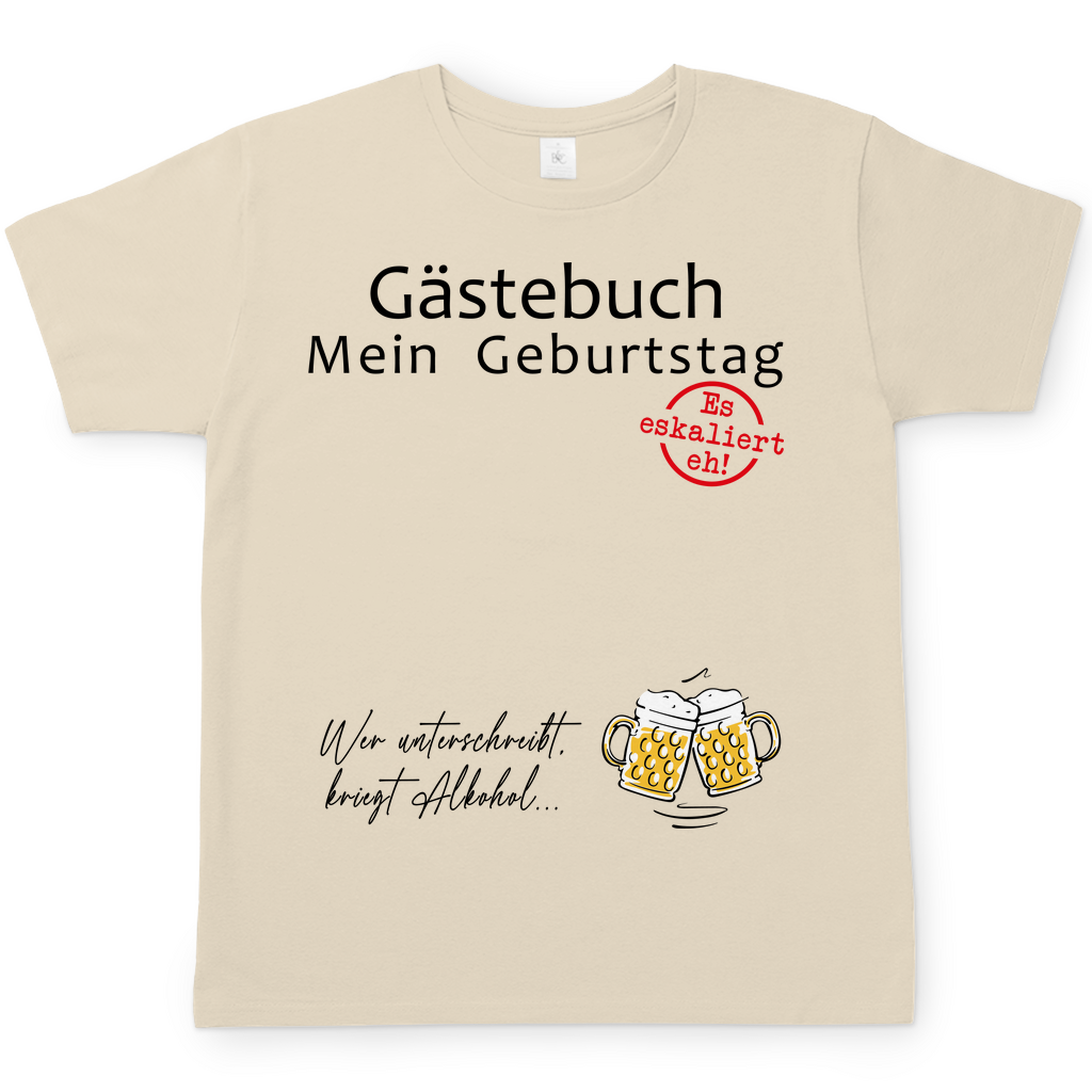 Gästebuch mein Geburtstag Geburtstagsgeschenk - Herren Shirt Sand