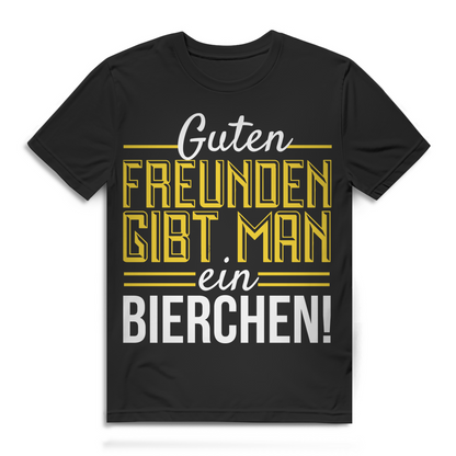 Bier T Shirt Männer – Guten Freunden gibt man ein Bierchen – Funshirt Herren Black
