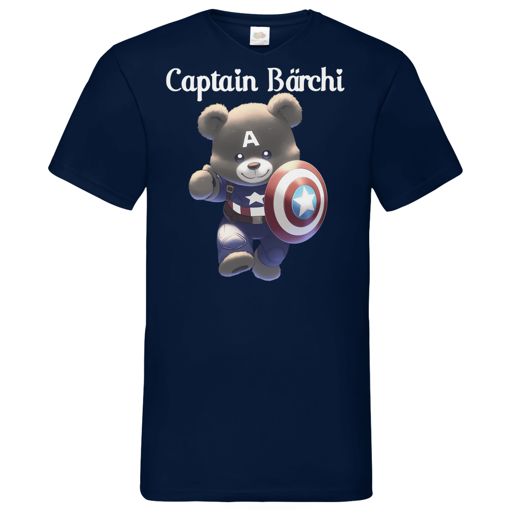 Captain Bärchi - Glücksbärchi - Herren V-Neck Shirt Navy