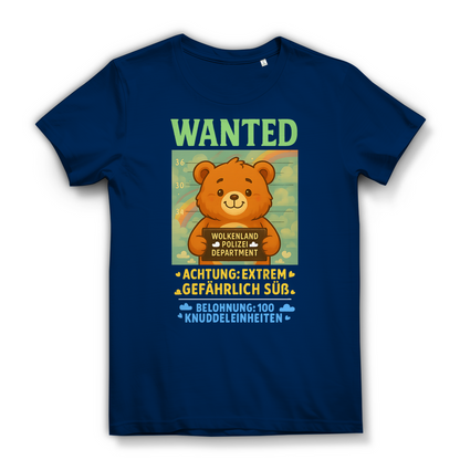 Damen Premium Bio T-Shirt Wanted Glücksbärchi Wolkenland Extrem Gefährlich Süß Navy