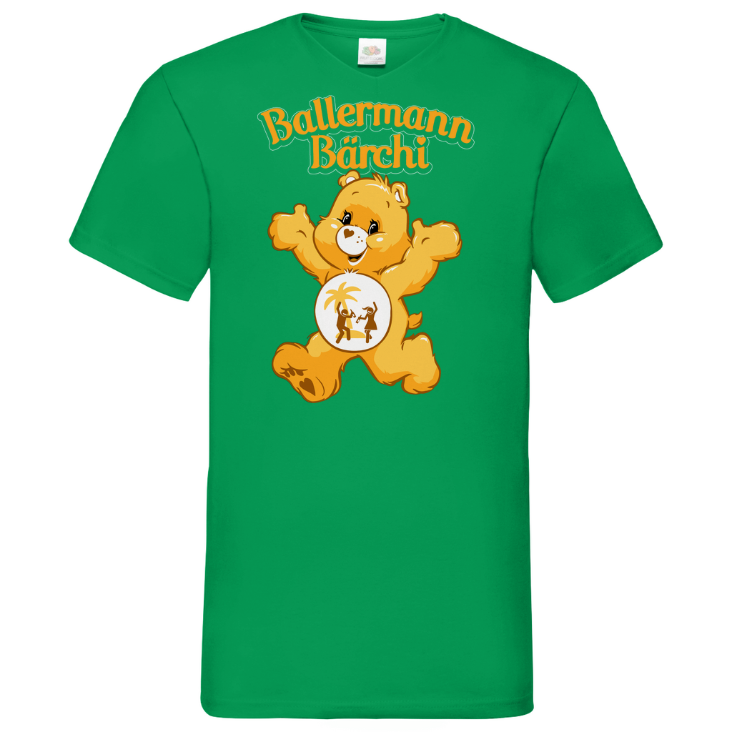 Ballermann Bärchi - Glücksbärchi - Herren V-Neck Shirt Kelly Green
