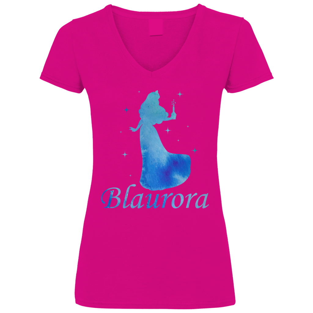 Blaurora - Prinzessin Aquarell - V-Neck Damenshirt