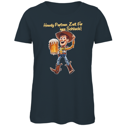 Howdy Partner Zeit für nen Schluck - Woody Toy Story - Damen Premium Bio T-Shirt Dark Grey