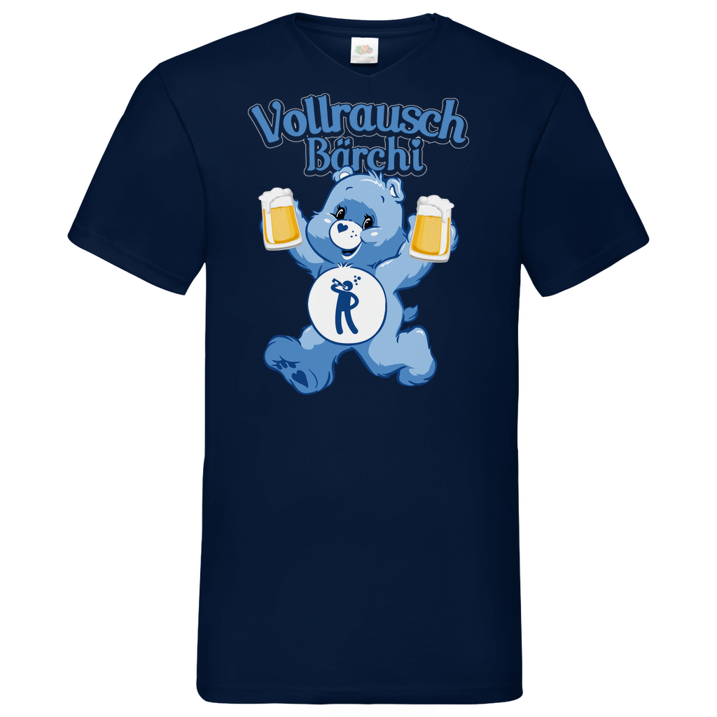 Vollrausch Bärchi - Glücksbärchi - Herren V-Neck Shirt Navy