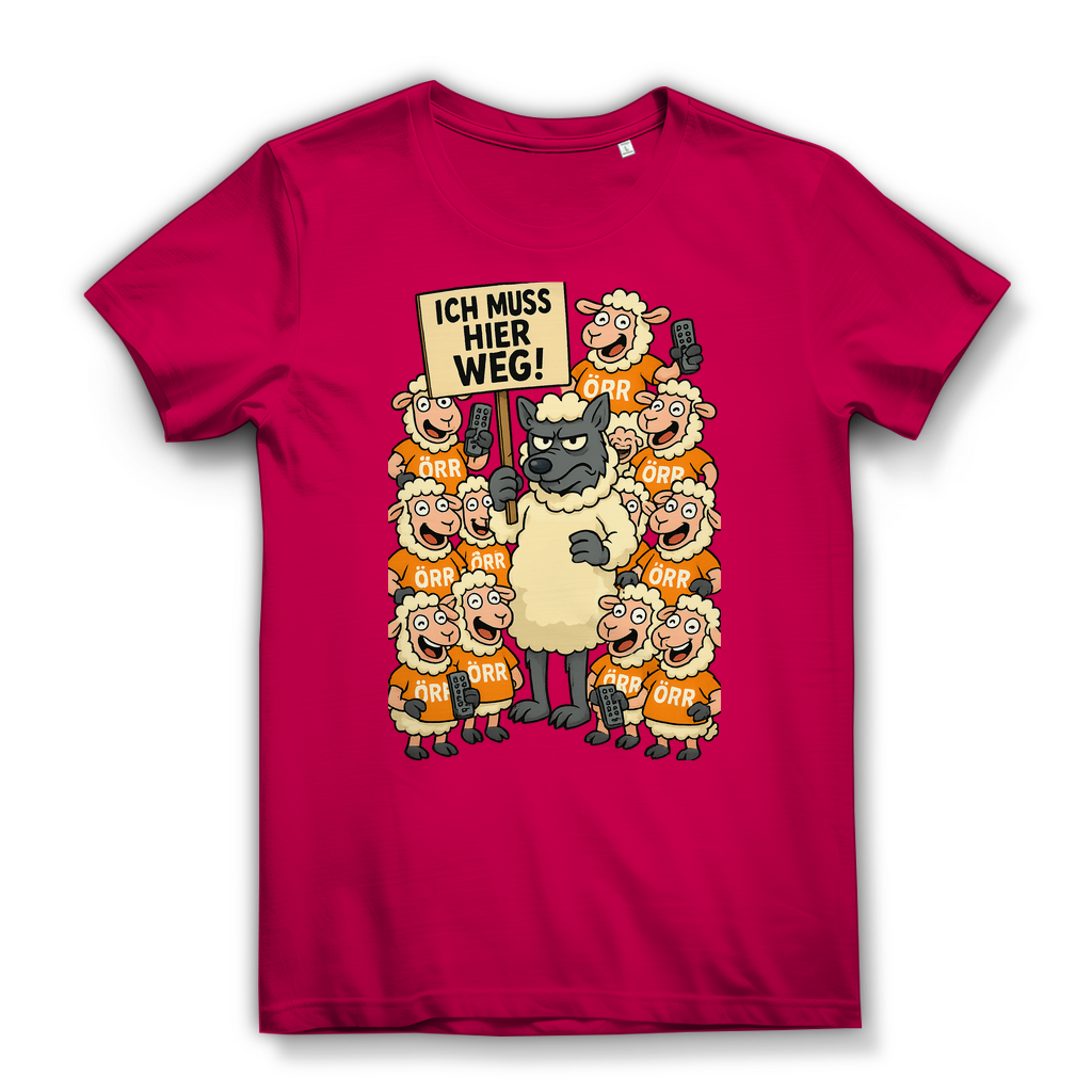 Wolf unter Schlafschafen ich muss hier weg - Damen Premium Bio T-Shirt Fuchsia