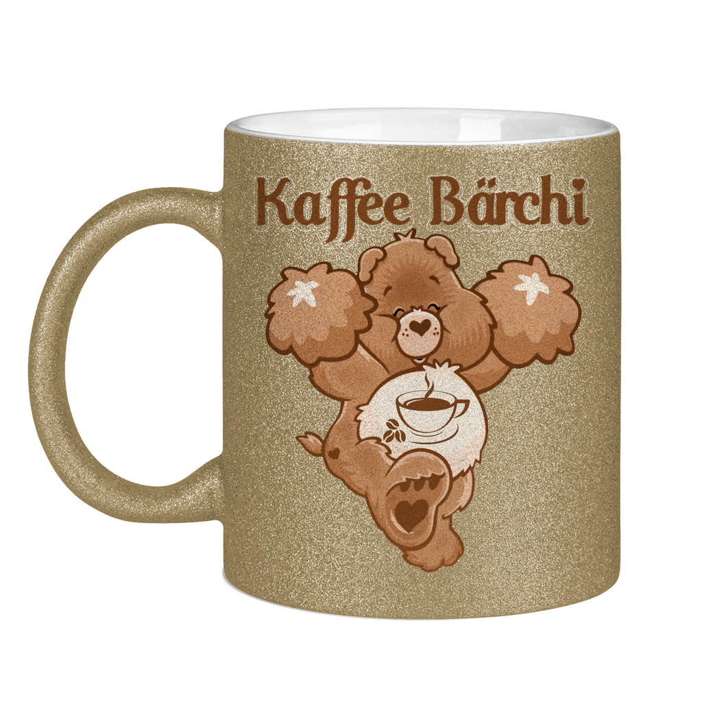 Kaffee Bärchi - Glücksbärchi - Glitzertasse Dark Gold Glitter