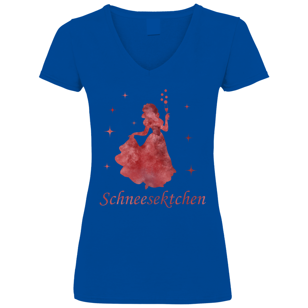 Schneesektchen - Prinzessin Aquarell - V-Neck Damenshirt