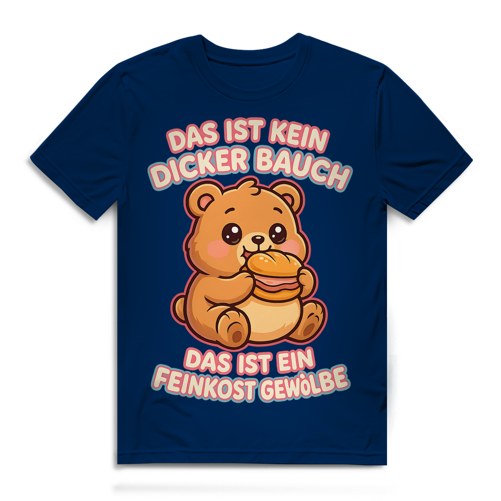 Herren Premium Bio T-Shirt Das Ist Kein Dicker Bauch Das Ist Ein Feinkost Gewölbe Teddybär Navy