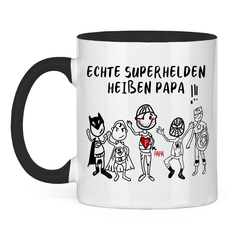 Echte Superhelden heißen Papa! - Tasse zweifarbig Black