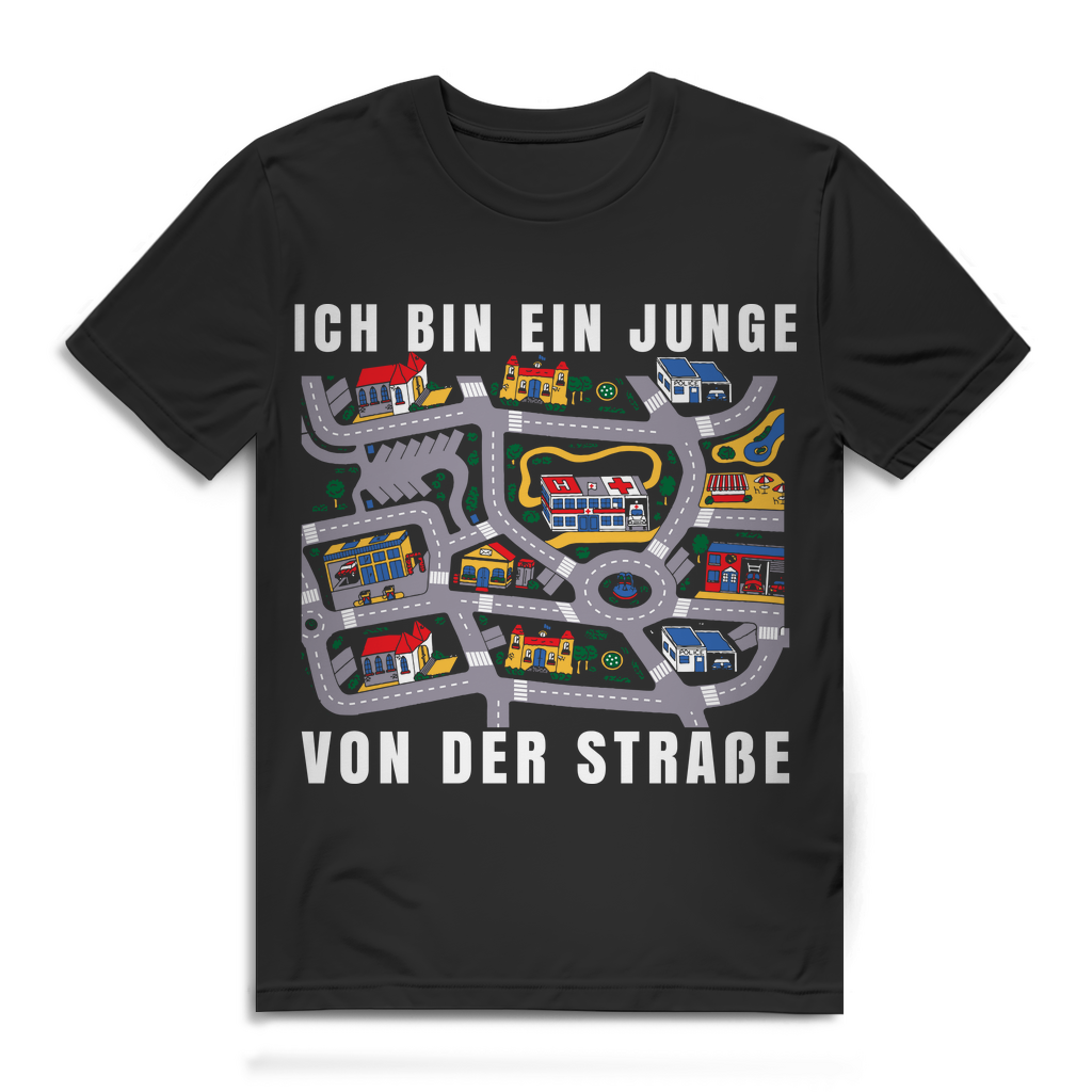 Herren T-Shirt Ich bin ein Junge von der Straße Spielteppich Shirt Black