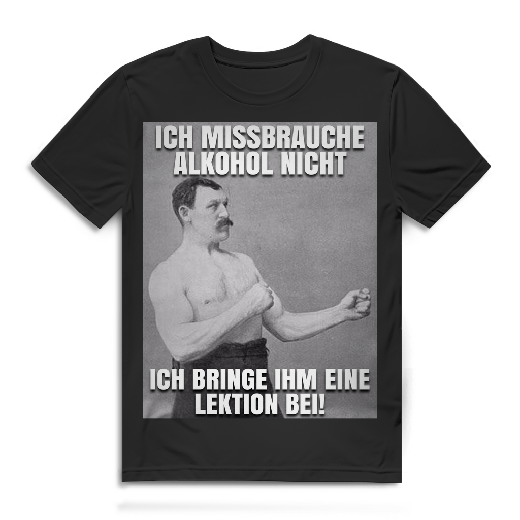 Lustiges Männer T-Shirt – Alkohol Spruch im Vintage Boxer Motiv Look Black