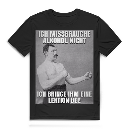 Lustiges Männer T-Shirt – Alkohol Spruch im Vintage Boxer Motiv Look Black