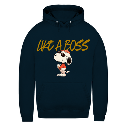 Peanuts Snoopy mit Bier Like a Boss - Damen Hoodie New French Navy