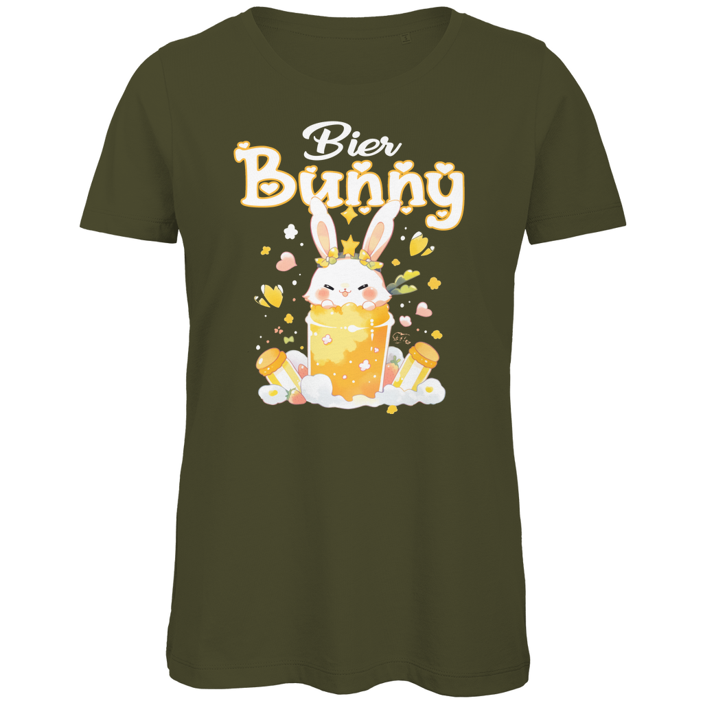 Bier Bunny Hase - Damen Premium Bio T-Shirt Khaki