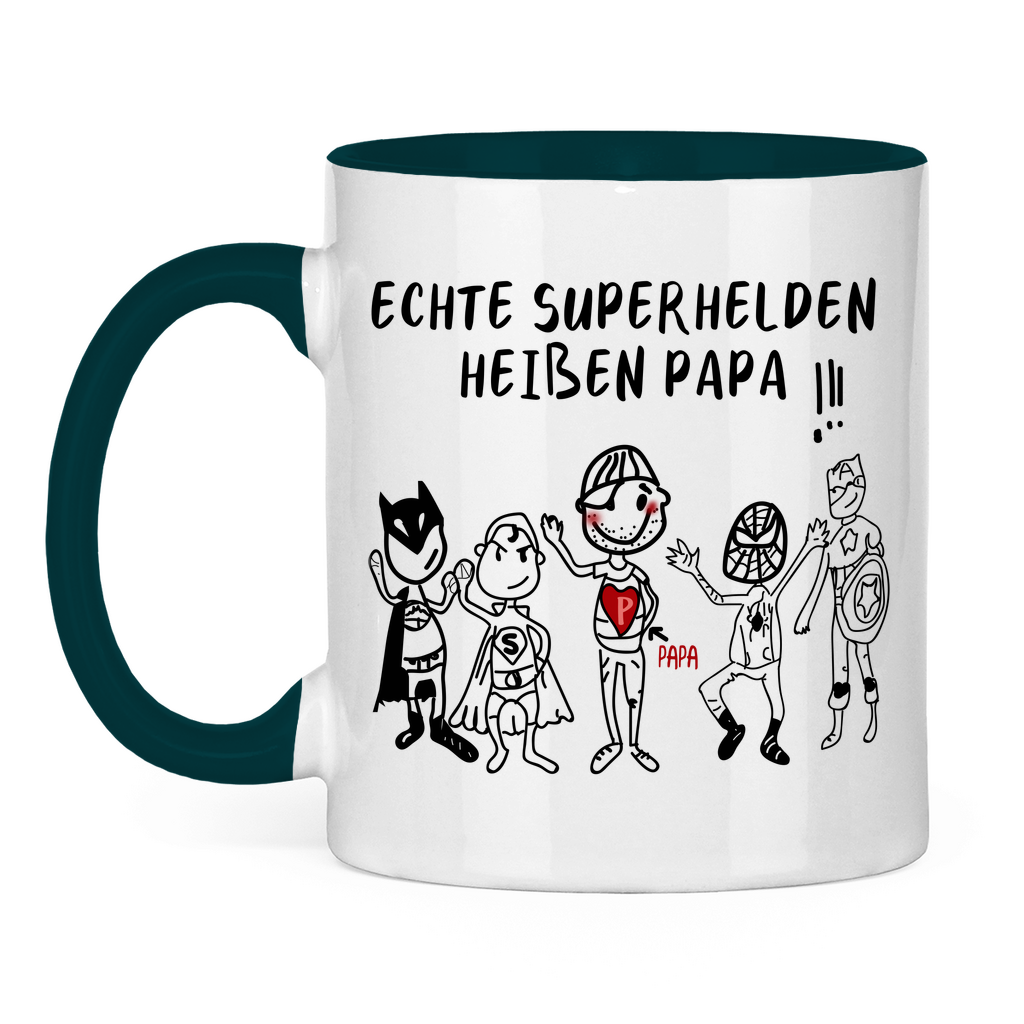 Echte Superhelden heißen Papa! - Tasse zweifarbig