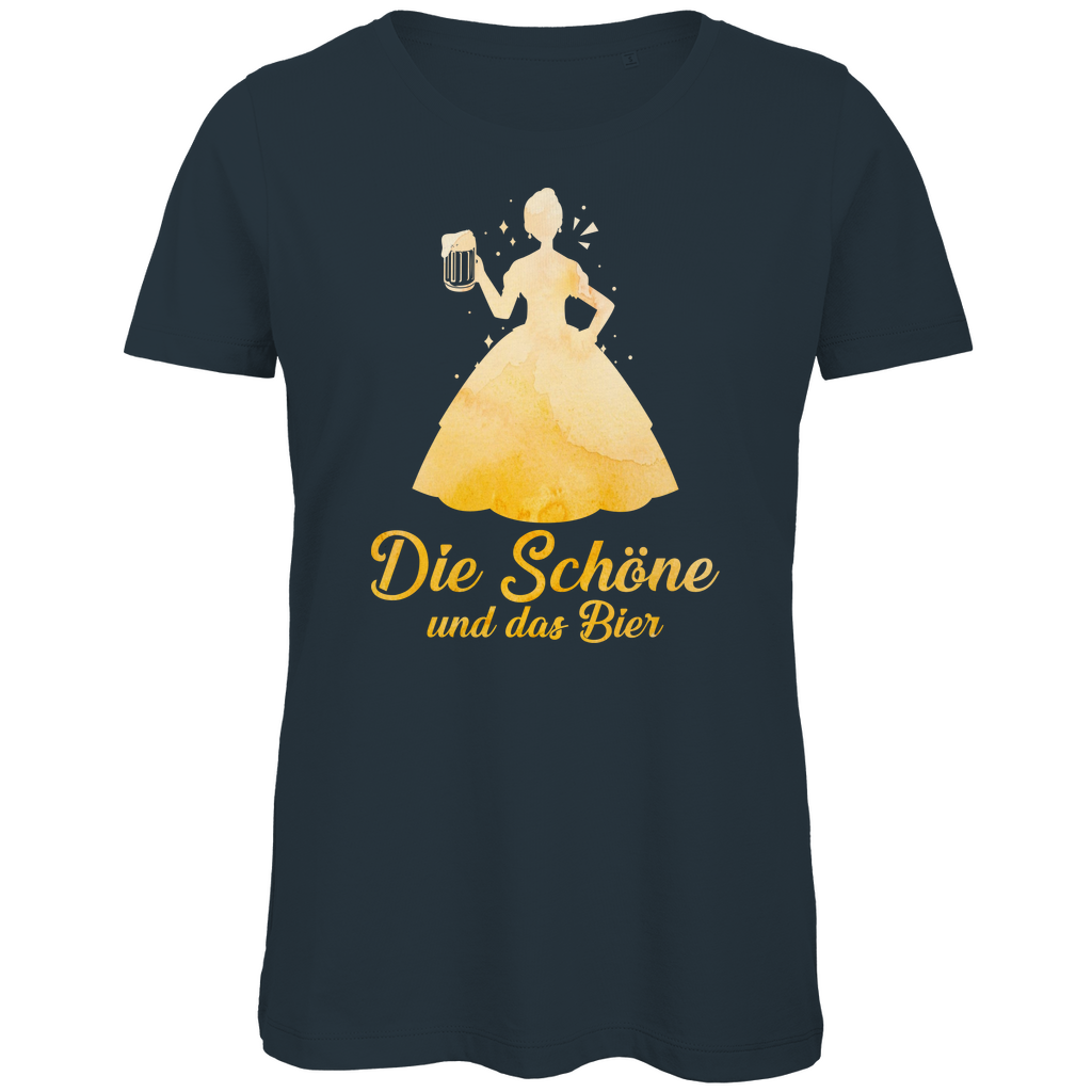Die schöne und das Bier - Prinzessin Aquarell - Damen Premium Bio T-Shirt Dark Grey