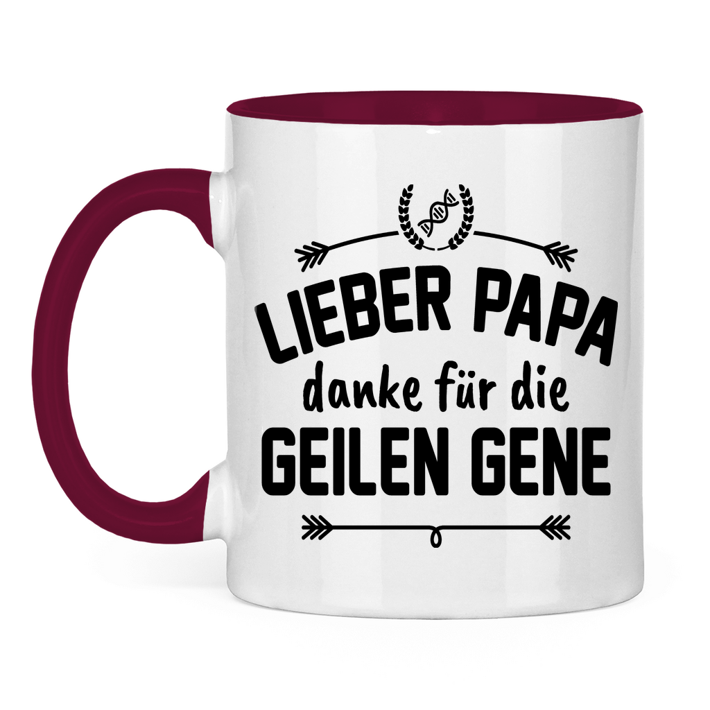 Lieber Papa danke für die geilen Gene - Tasse zweifarbig