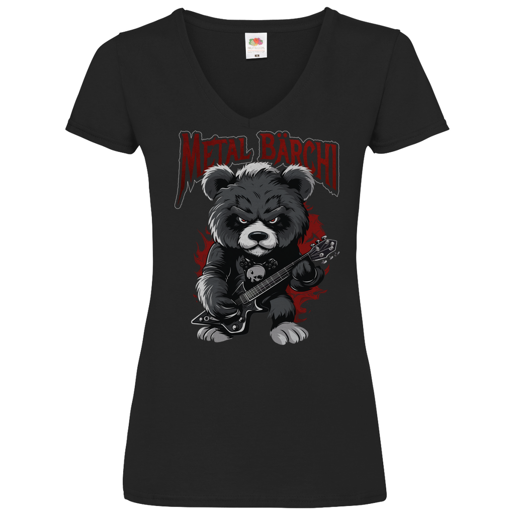 Metal Bärchi - Glücksbärchi - V-Neck Damenshirt Black
