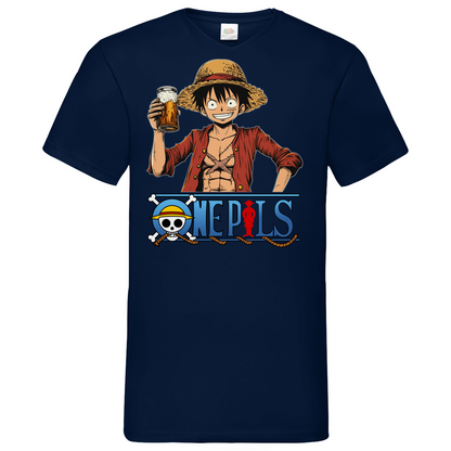 One Pils - One Piece Ruffy - Herren V-Neck Shirt Navy