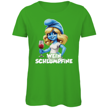 Wein Schlumpfine Grafik - Damen Premium Bio T-Shirt Real Green