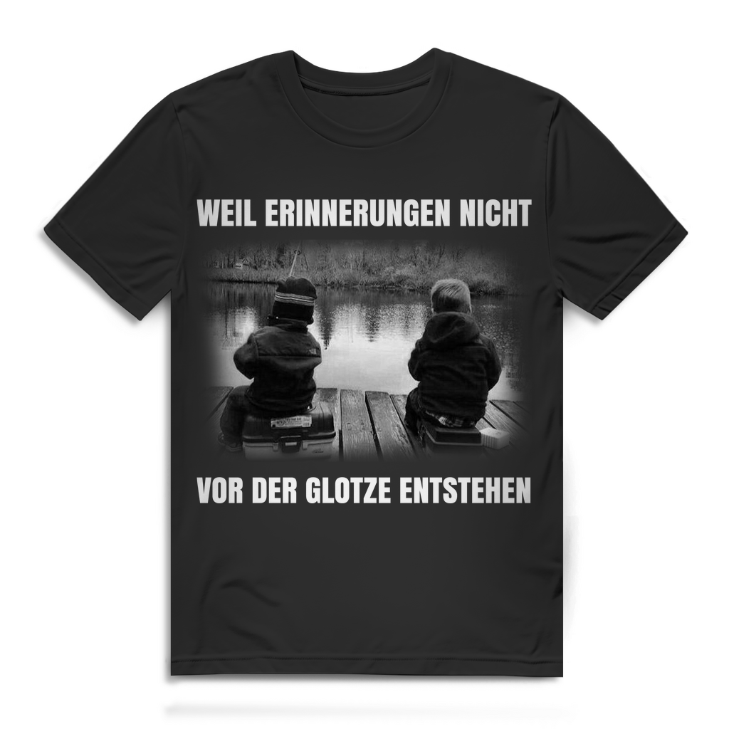 Herren T-Shirt Erinnerungen entstehen nicht vor der Glotze Angler Black