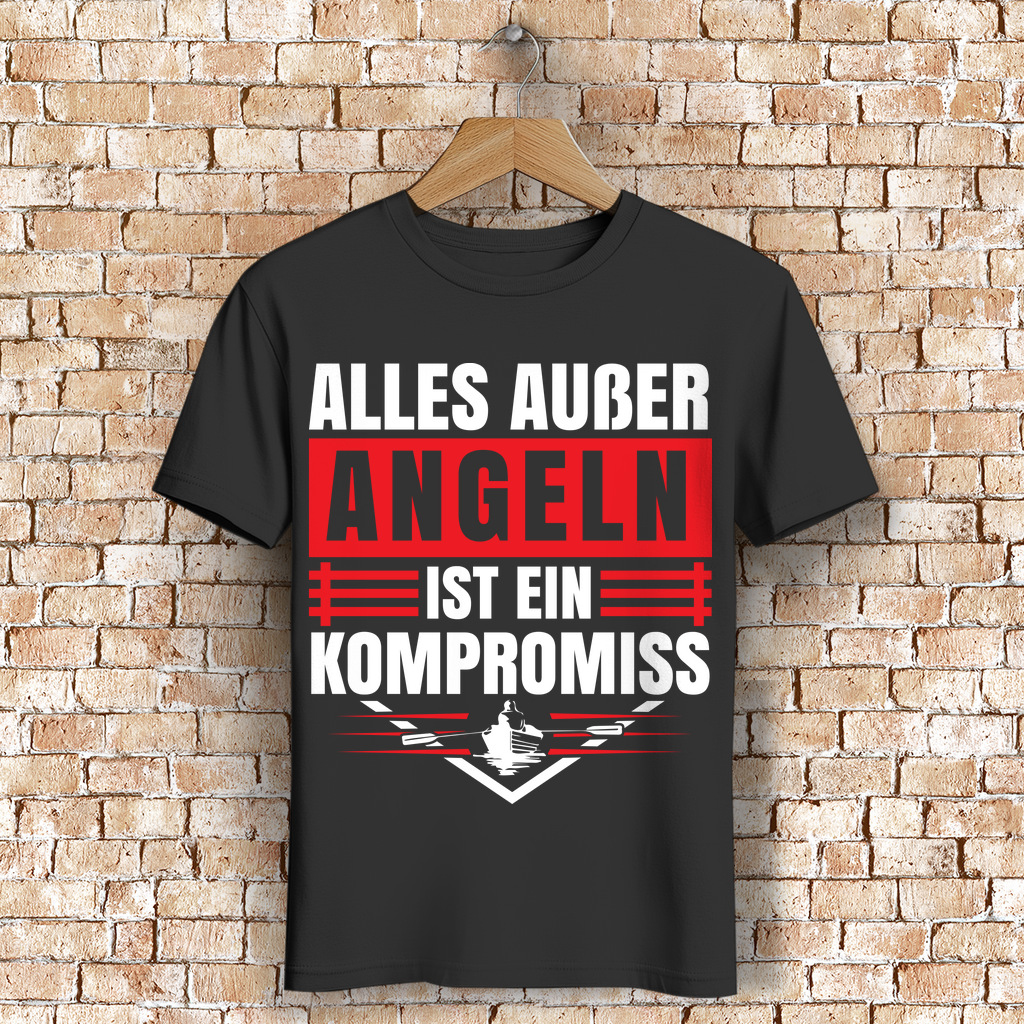 Angelshirt Männer – Lustiges Angler Spruch Shirt – Kompromisslos Angeln