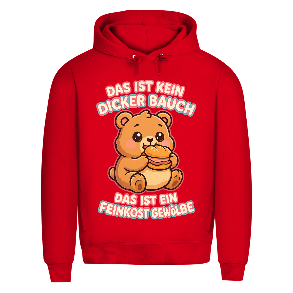 Herren Premium Bio Hoodie Das Ist Kein Dicker Bauch Das Ist Ein Feinkost Gewölbe Teddybär Red