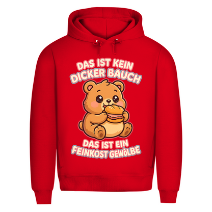 Herren Premium Bio Hoodie Das Ist Kein Dicker Bauch Das Ist Ein Feinkost Gewölbe Teddybär Red