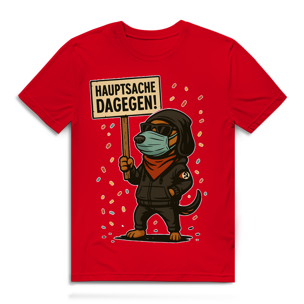 Hauptsache Dagegen Protest Dackel Hunde - Herren Premium Bio T-Shirt Red