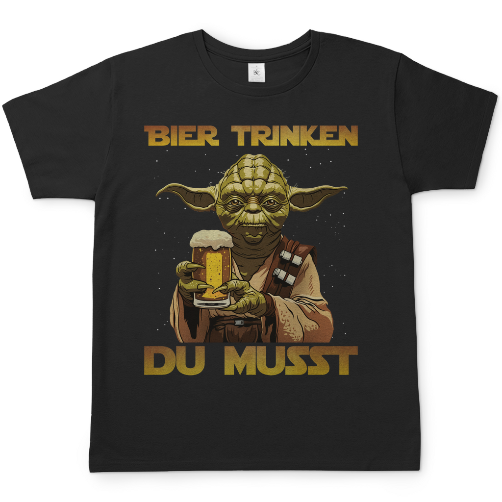 Bier trinken du musst - Yoda Star Wars - Herren Shirt Black