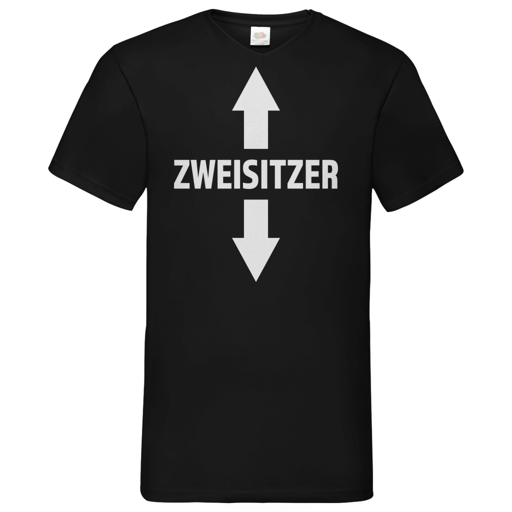 Zweisitzer - Herren V-Neck Shirt Black