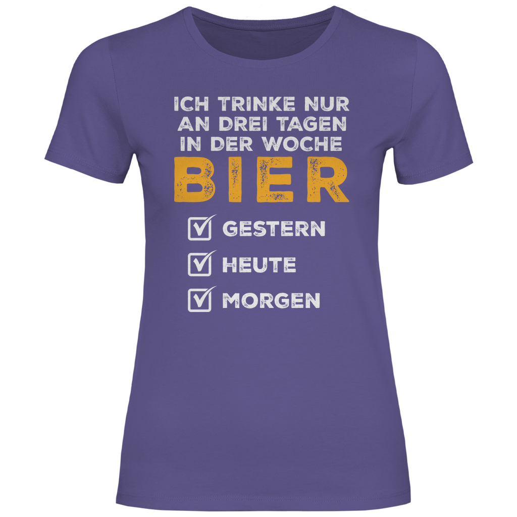 Ich trinke nur an drei Tagen in der Woche Bier - Damenshirt Millennial Lilac