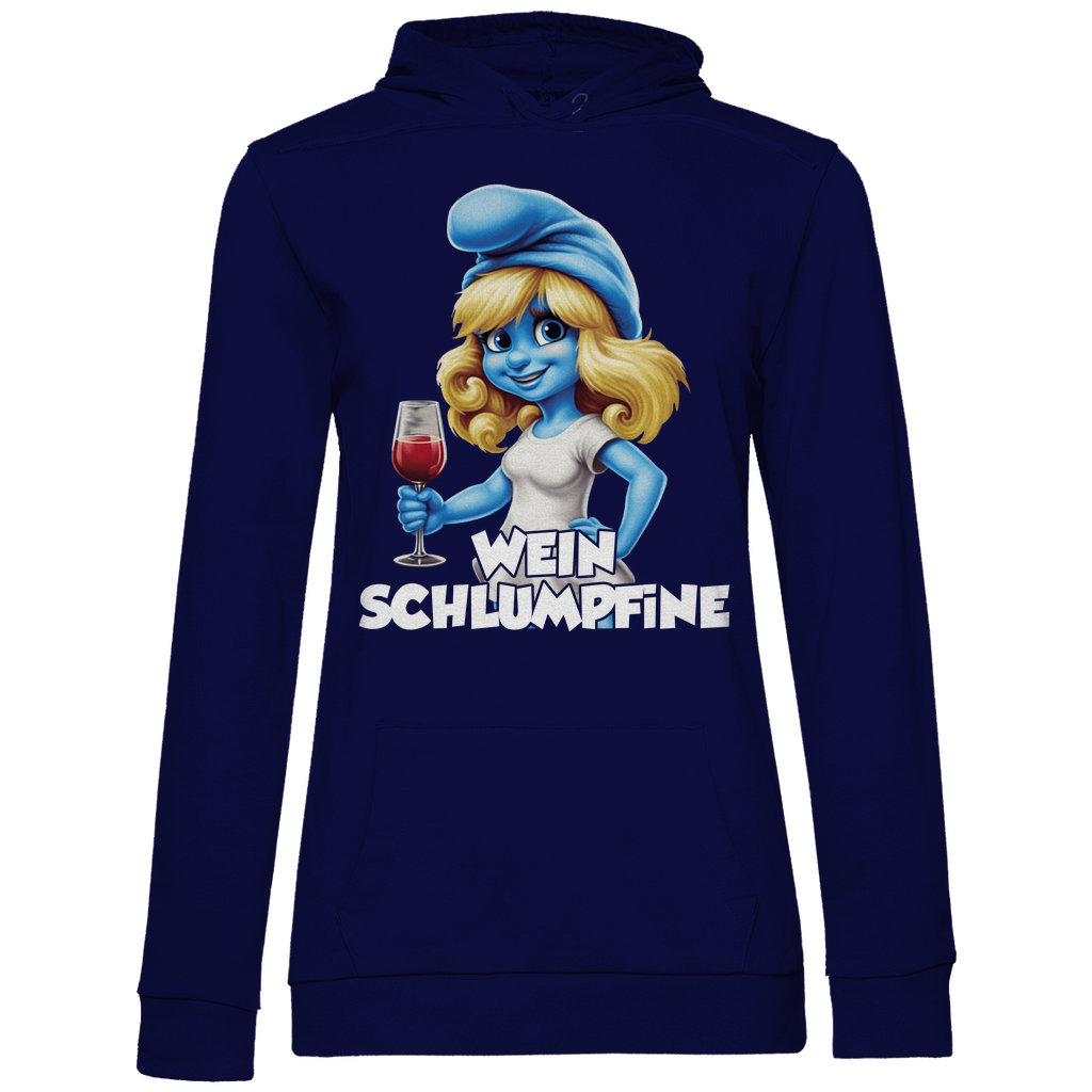 Wein Schlumpfine Grafik - Damen Hoodie Navy Blue