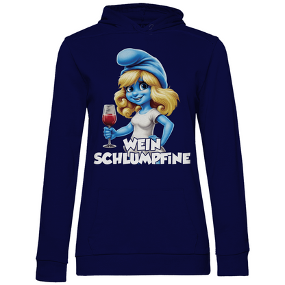 Wein Schlumpfine Grafik - Damen Hoodie Navy Blue