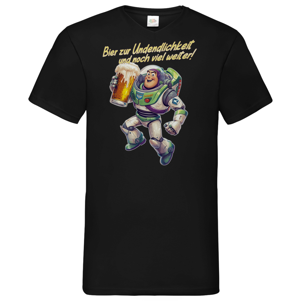 Bier zur Unendlichkeit und noch viel weiter - Buzz Lightyear Toy Story - Herren V-Neck Shirt Black
