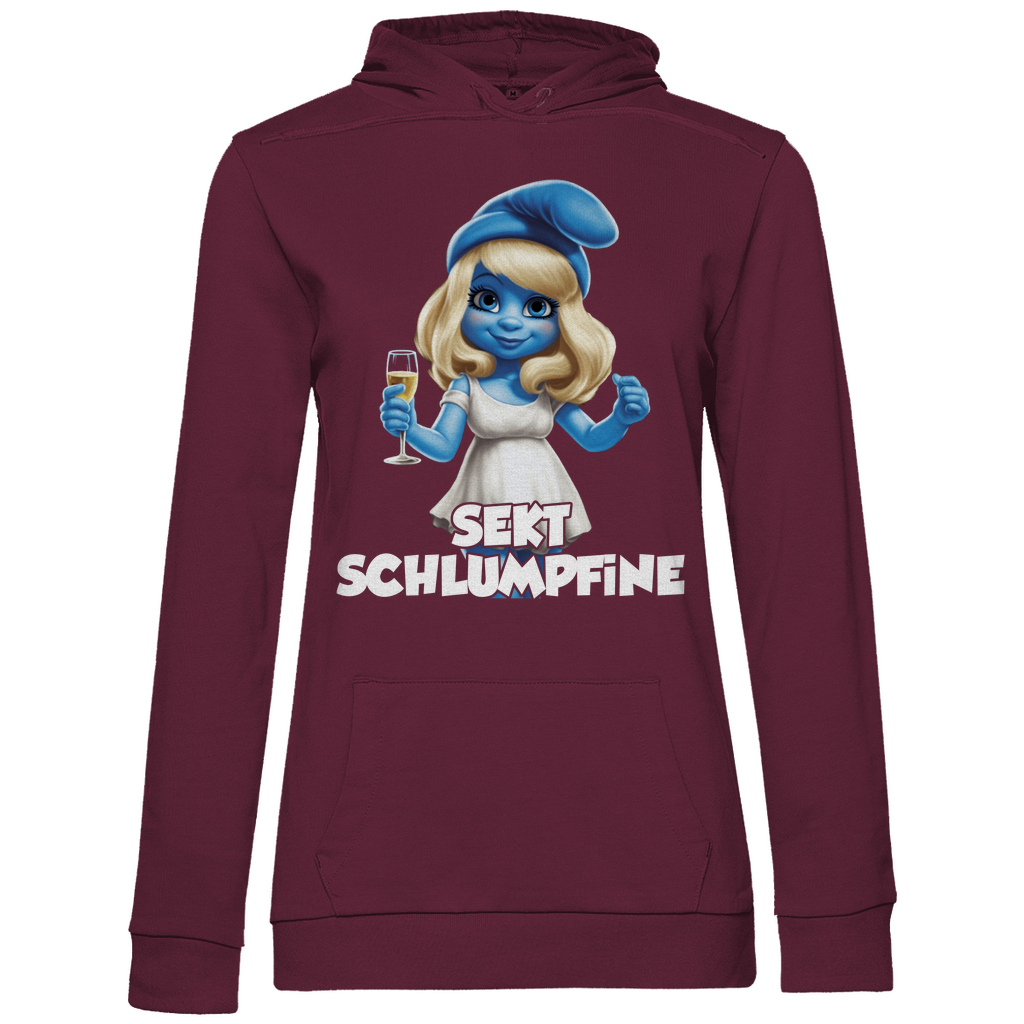 Sekt Schlumpfine Grafik - Damen Hoodie Wine