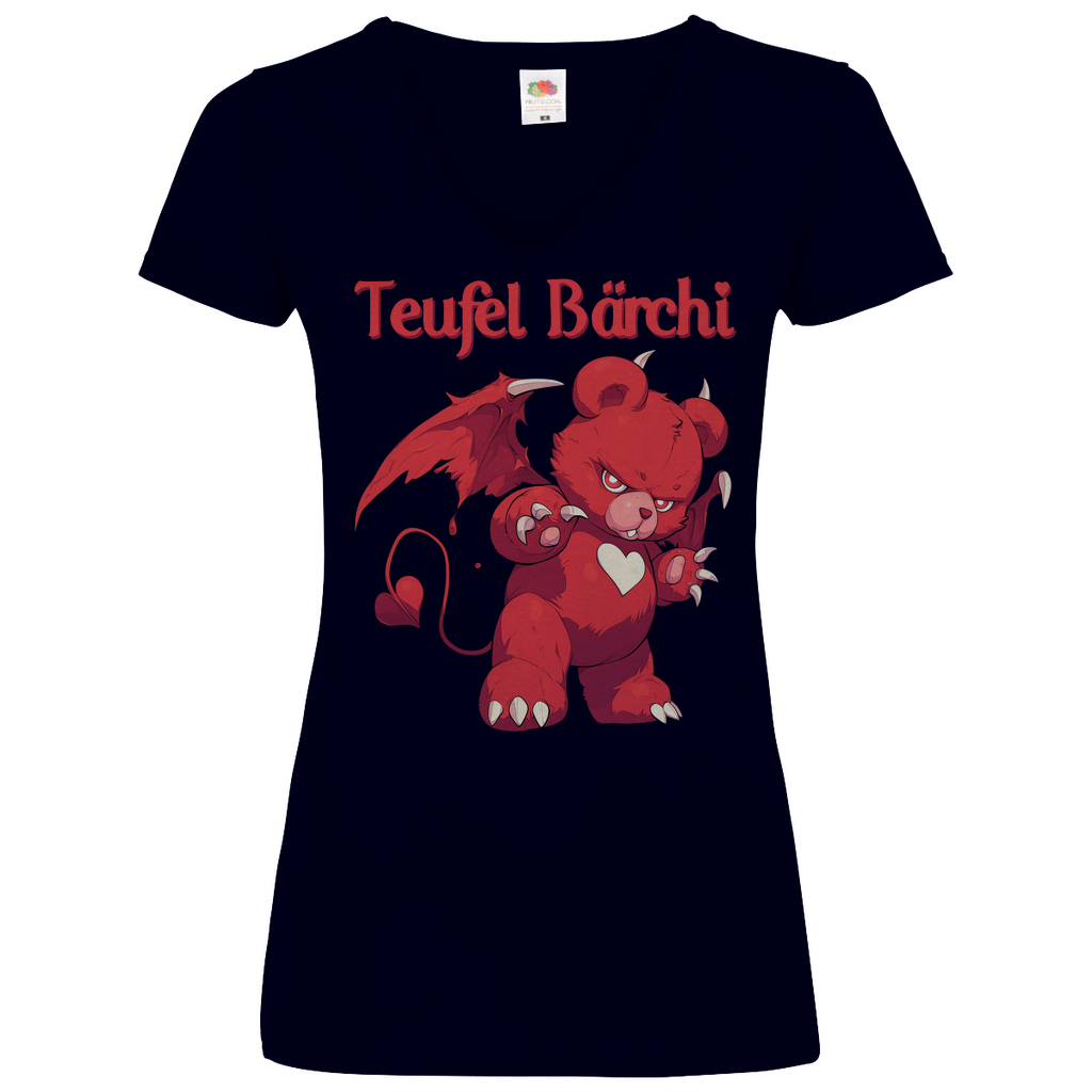 Teufel Bärchi - Glücksbärchi - V-Neck Damenshirt