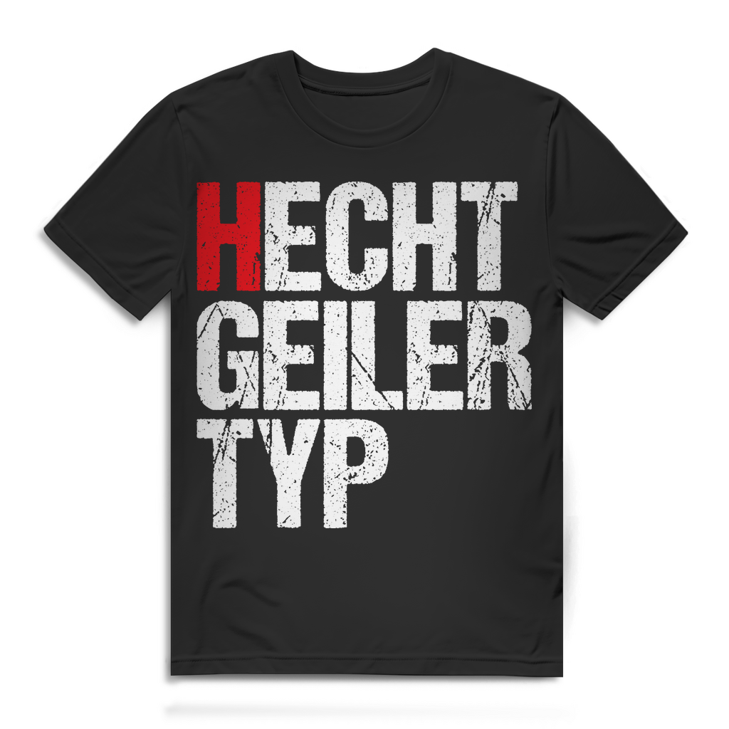 Herren T-Shirt echt geiler Typ Hecht Angler Shirt Bio Baumwolle Black